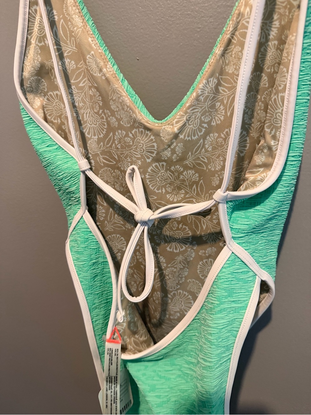 Free People Mint Green One-Piece Swimsuit with White Trim - Picture 4 of 7